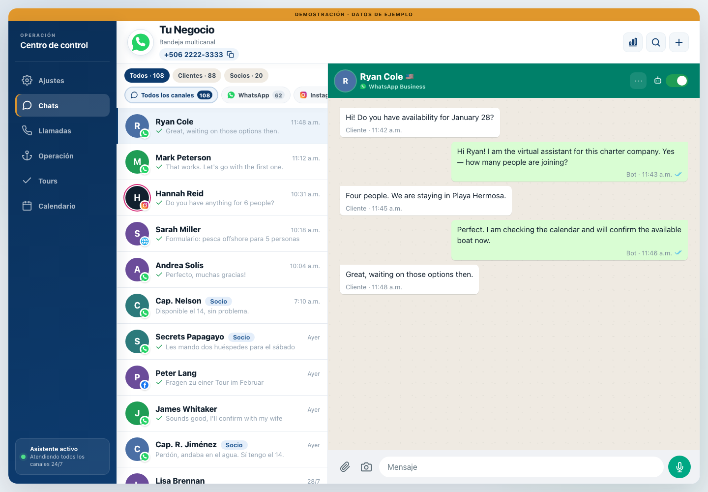 CRM de reservas, conversaciones y operación creado por MYSA Digital