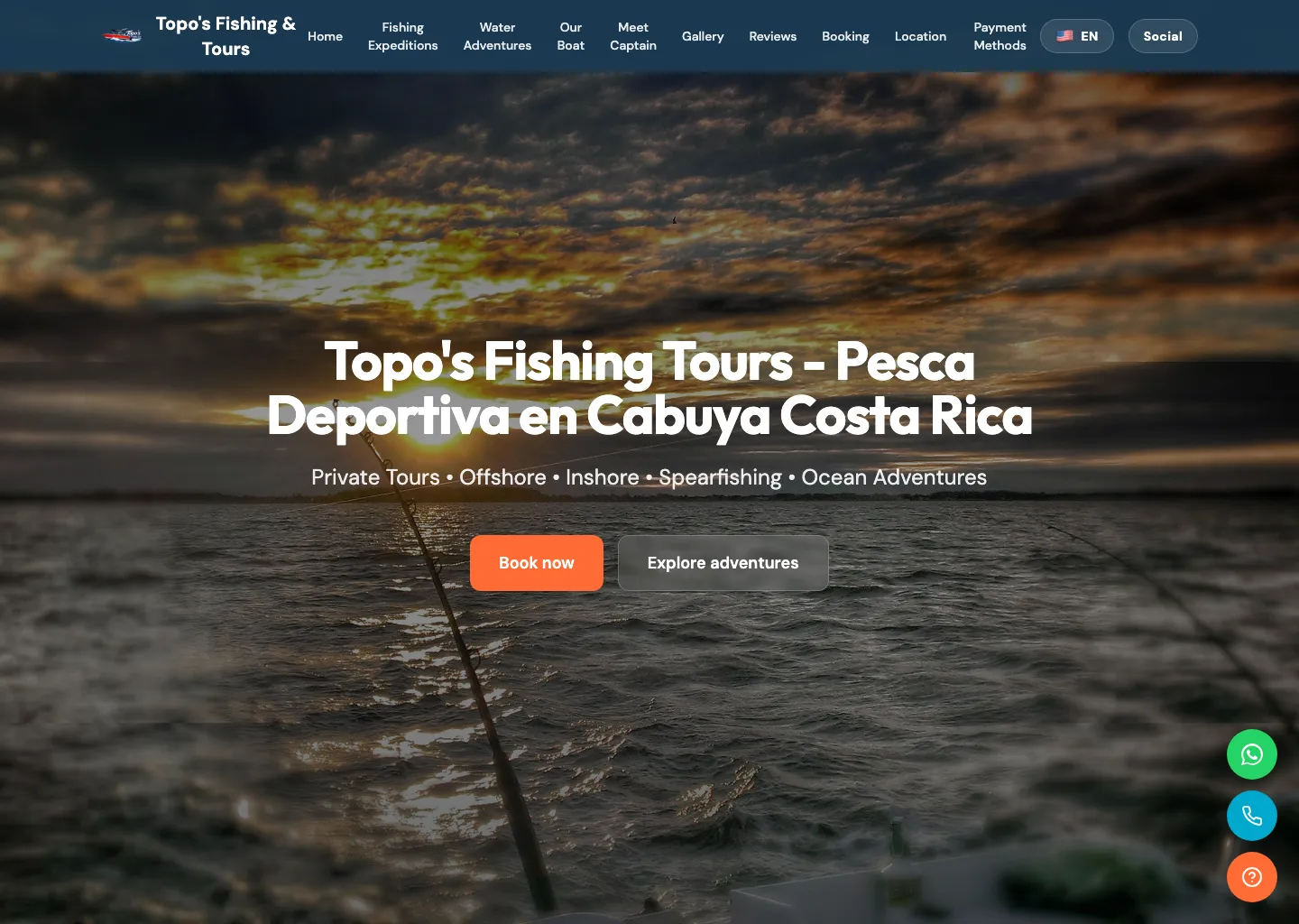 Topos Fishing Tours website by MYSA Digital